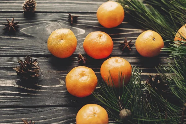 Csillag ánizs és fenyőtobozok mandarin — Stock Fotó