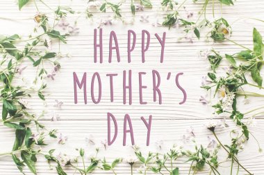 mutlu anneler günü kartı tebrik kartı ihale papatyalar ve rustik ahşap zemin üzerine yumuşak bir ışık lila çiçek