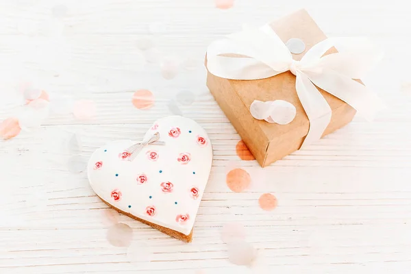 Gelukkig Moederdag Dag Wenskaart Cookie Harten Ambachtelijke Doos Van Gift — Stockfoto