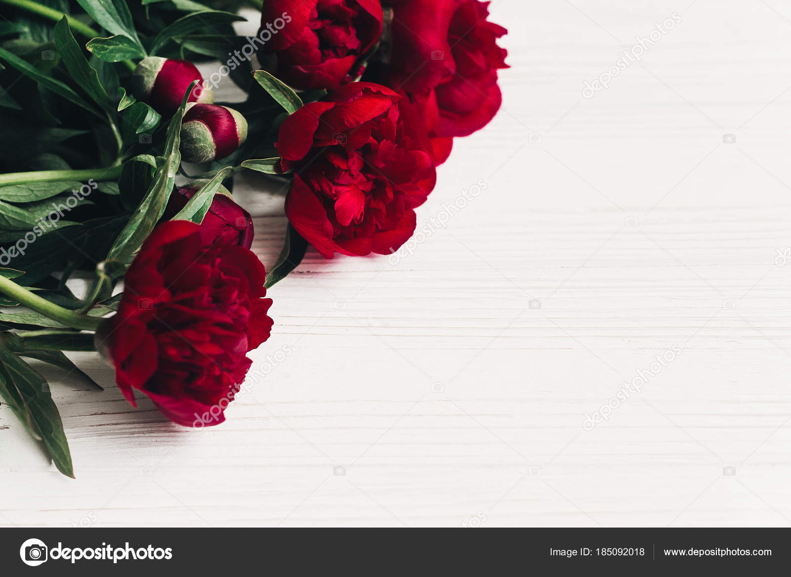 Ramo de peonías rojas fotos de stock, imágenes de Ramo de peonías rojas sin  royalties | Depositphotos