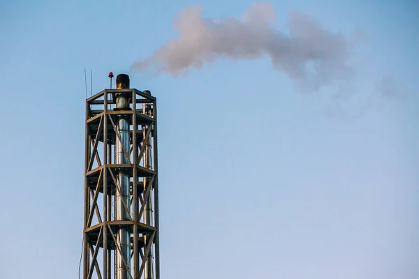 Atmospheric Air Pollution Industrial Smoke Plant Pipes Smoke Background Sunset — Stock Photo, Image