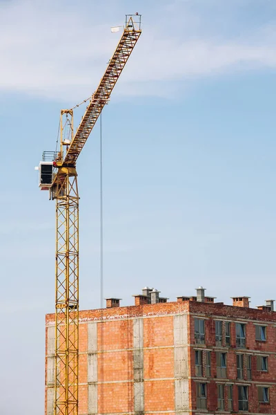 Crane Building Construction Site Background Sky Industrial Landscape Silhouettes Cranes — Stock Photo, Image