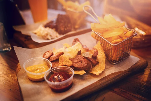 Concepto Festival Comida Rápida Calle Filete Carne Asada Bebidas Cerveza —  Fotos de Stock