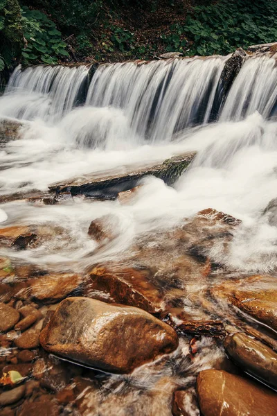 Beautiful Waterfall River Forest Mountains Cascades River Water Motion Rocks — Stock Photo, Image