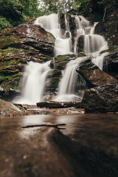 Beautiful Waterfall River Forest Mountains Cascades River Water Motion Rocks — Stock Photo, Image