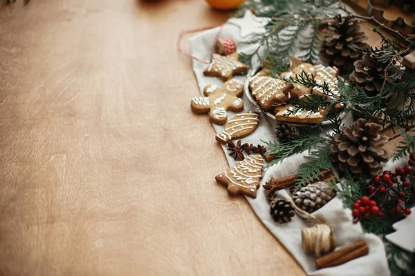 Feliz Natal. Biscoitos festivos de gengibre com anis, canela — Fotografia de Stock