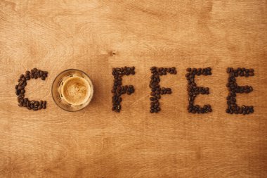 Kahve sözcüğü aromatik kavrulmuş kahve çekirdekleri ve cam bardaktan yapılır. 