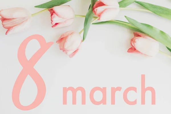 Marzo Feliz Día Las Mujeres Tarjeta Felicitación Floral Marzo Texto — Foto de Stock