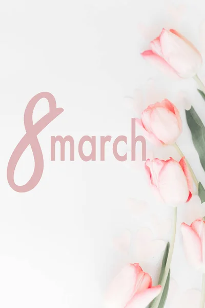 Marzo Feliz Día Las Mujeres Tarjeta Felicitación Floral Marzo Texto — Foto de Stock