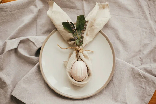 Paskalya Masa Süslemeleri Düz Yatış Paskalya Kahvaltısı Sofrasında Yumurta Paskalya — Stok fotoğraf