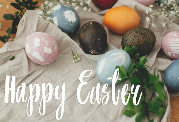 Feliz Mensaje Pascua Carta Felicitaciones Pascua Huevos Pascua Con Ornamentos — Foto de Stock
