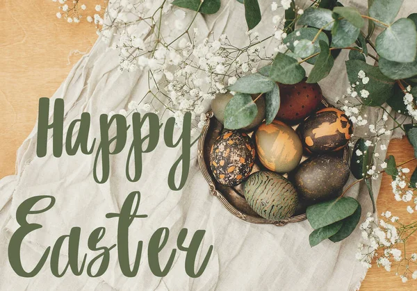 Feliz Mensaje Pascua Carta Felicitaciones Pascua Huevos Modernos Pascua Con — Foto de Stock