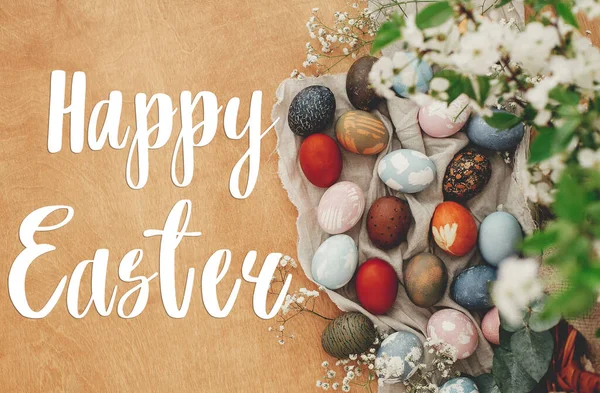 Feliz Mensaje Pascua Carta Felicitaciones Pascua Huevos Pascua Sobre Fondo — Foto de Stock