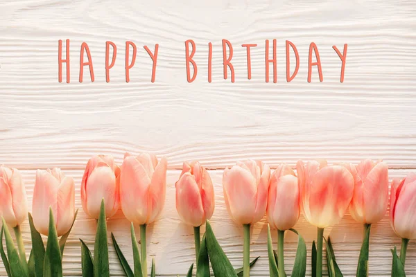 Tulipes Pour Joyeux Anniversaire Roses Concept Stock Photo