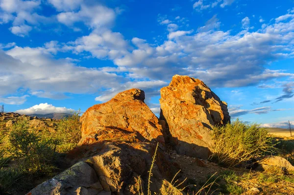 Sol multicolore de la présence de mercure dans la steppe de l'Altaï — Photo