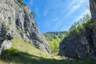 Altay Dağları'nda dar yolu ile geniş dağ geçidi
