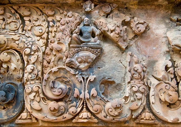 Szczegóły Dekoracji Starożytnej Świątyni Angkor Wat Kambodży — Zdjęcie stockowe