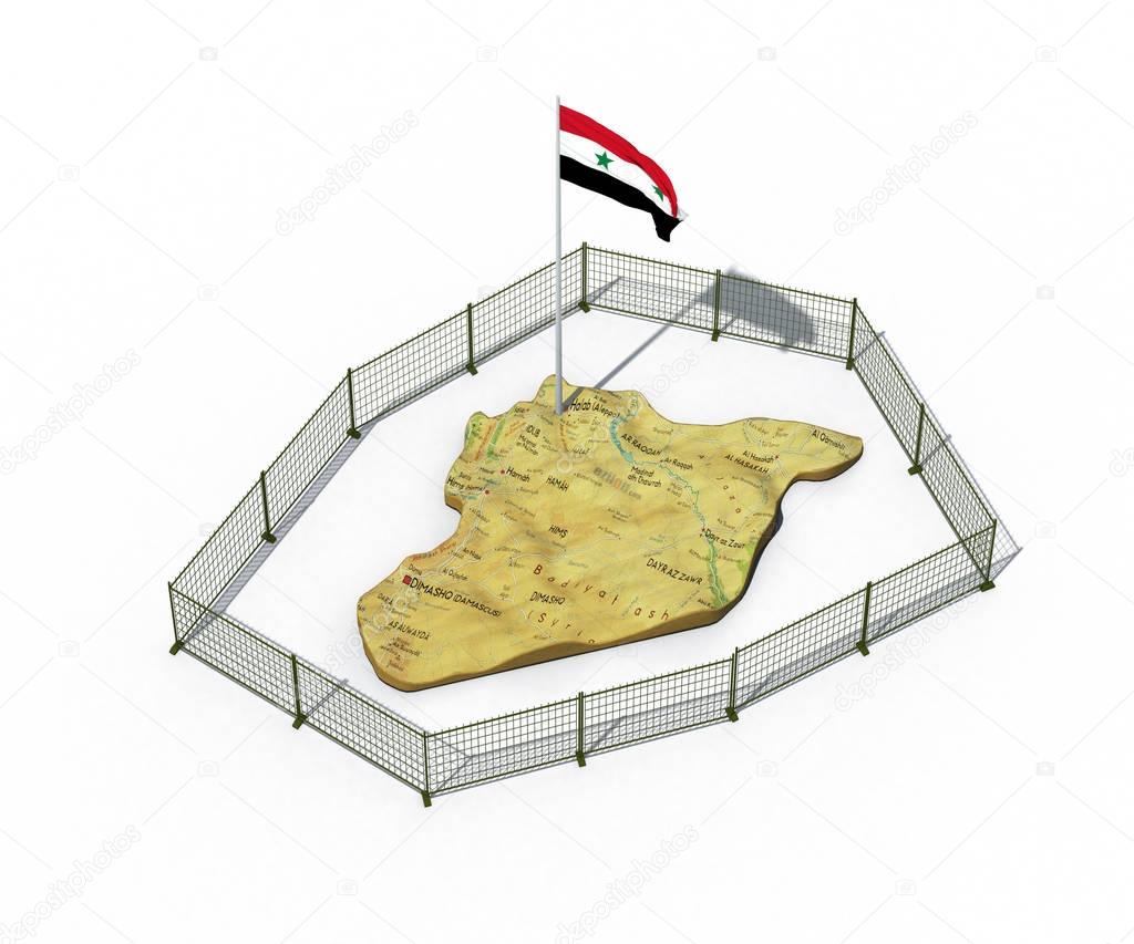 3d illustration of Syria map isolated on white