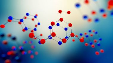 molekül modeli 3D Illustration. Bilim arka plan atomları ve molekülleri ile.