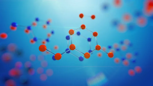 3D illustratie van molecuul model. Science achtergrond met moleculen en atomen. — Stockfoto