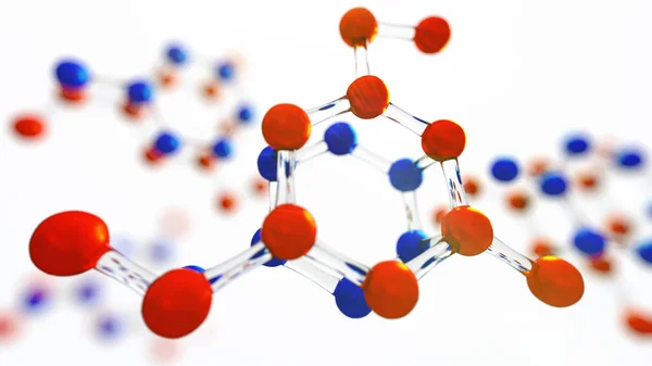 분자 모델의 3d 그림입니다. 분자와 원자 과학 배경. — 스톡 사진