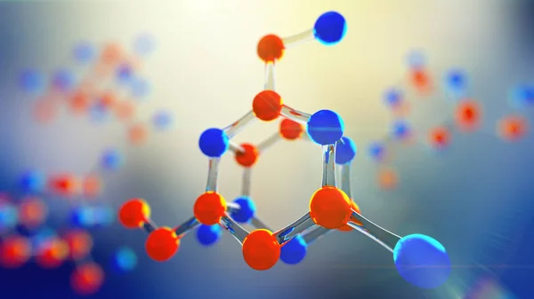 Ilustração 3d do modelo da molécula. Antecedentes científicos com moléculas e átomos . — Fotografia de Stock