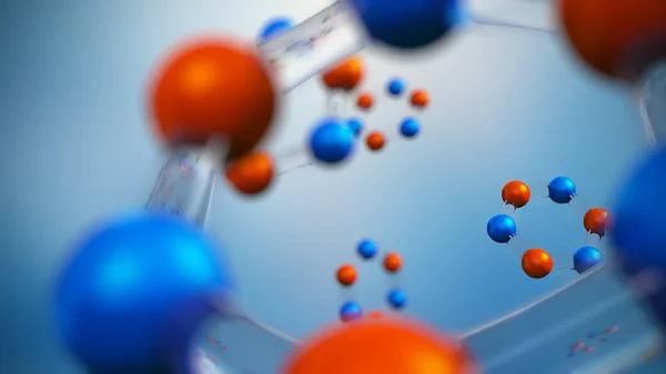 분자 모델의 3d 그림입니다. 분자와 원자 과학 배경. — 스톡 사진