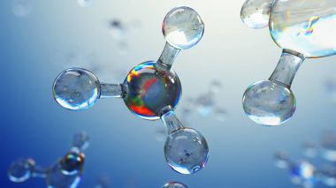 cam molekülleri 3D Illustration. Atomlar bağlantı kavramı. Soyut bilim arka plan.