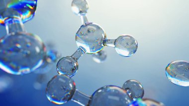cam molekülleri 3D Illustration. Atomlar bağlantı kavramı. Soyut bilim arka plan.