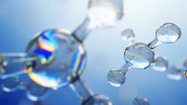 cam molekülleri 3D Illustration. Atomlar bağlantı kavramı. Soyut bilim arka plan.