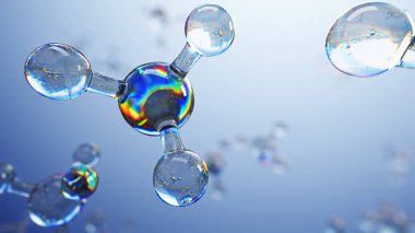 cam molekülleri 3D Illustration. Atomlar bağlantı kavramı. Soyut bilim arka plan.