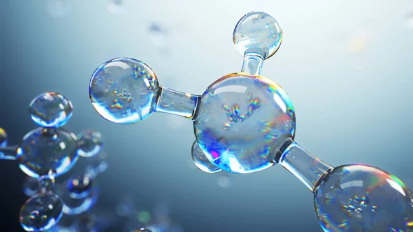 3D illustratie van glas moleculen. Atomen verbinding concept. Abstracte wetenschap achtergrond. — Stockfoto