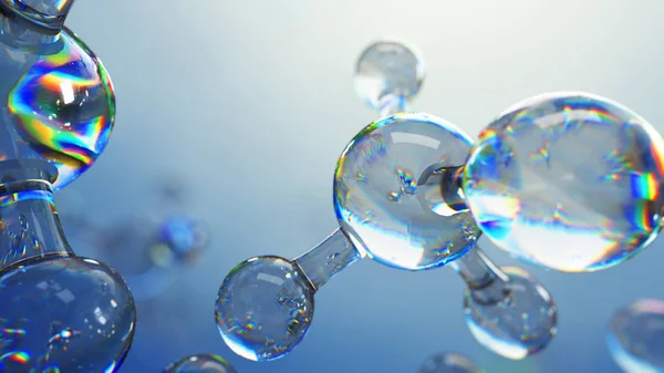 Ilustración 3d de moléculas de vidrio. Concepto de conexión de átomos. Antecedentes científicos abstractos . — Foto de Stock