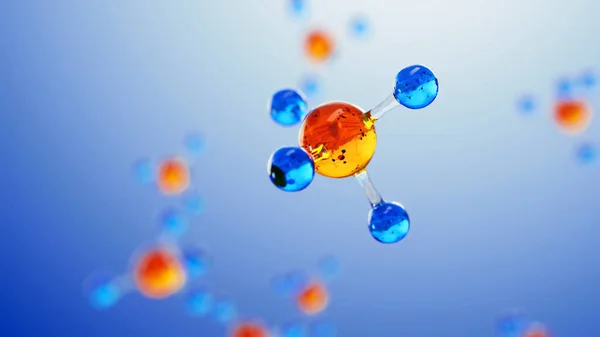 3D-Illustration des Molekülmodells. Wissenschaftlicher Hintergrund mit Molekülen und Atomen. — Stockfoto