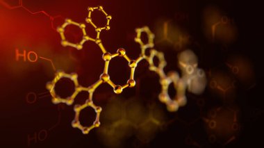 molekül modeli 3D Illustration. Bilim arka plan atomları ve molekülleri ile