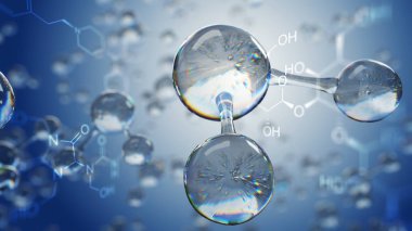 molekül modeli 3D Illustration. Bilim arka plan atomları ve molekülleri ile