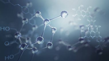 molekül modeli 3D Illustration. Bilim arka plan atomları ve molekülleri ile