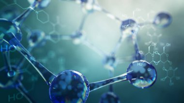 molekül modeli 3D Illustration. Bilim arka plan atomları ve molekülleri ile