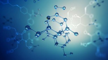 molekül modeli 3D Illustration. Bilim arka plan atomları ve molekülleri ile