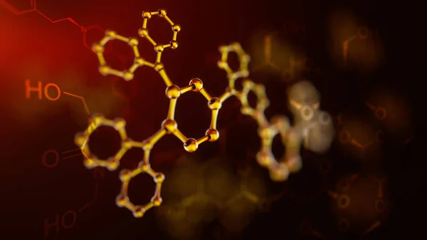 Illustrazione 3d del modello molecolare. Sfondo scientifico con molecole e atomi — Foto Stock