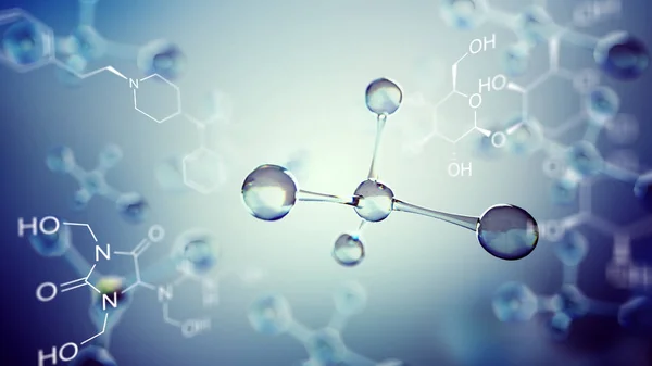 Ilustracja 3D model cząsteczki. Nauka tło z cząsteczek i atomów — Zdjęcie stockowe