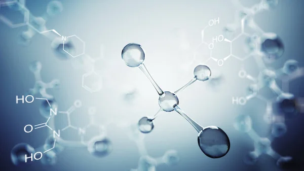 Ilustração 3d do modelo da molécula. Antecedentes científicos com moléculas e átomos — Fotografia de Stock