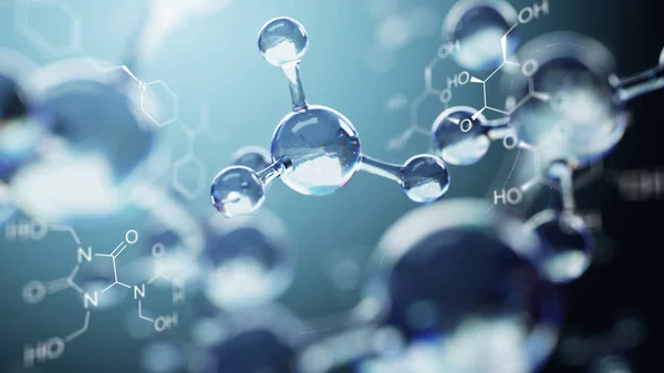 3D illustratie van molecuul model. Science achtergrond met moleculen en atomen — Stockfoto