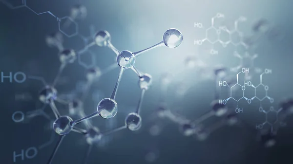 molekül modeli 3D Illustration. Bilim arka plan atomları ve molekülleri ile