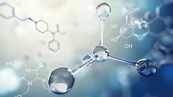 molekül modeli 3D Illustration. Bilim arka plan atomları ve molekülleri ile