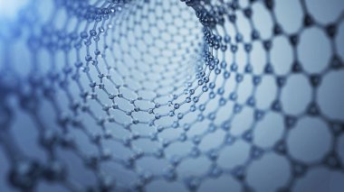 3d illusrtation of graphene molecules. Nanotechnology background illustration. clipart