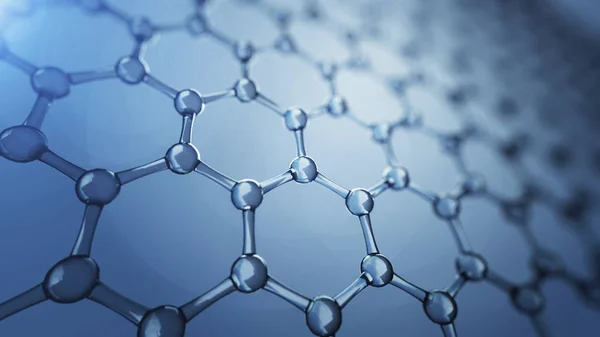 3d illusrtation of graphene molecules. Nanotechnology background illustration. — Stock Photo, Image