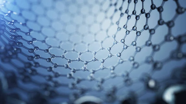 3D illusrtation graphene moleküllerin. Nanoteknoloji arka plan illüstrasyon.