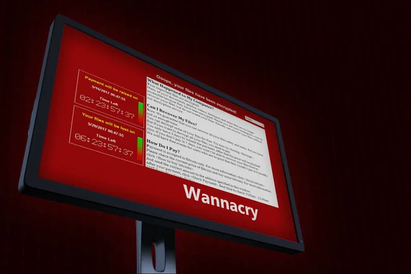 3D ілюстрації з концепцією комп'ютерний вірус Wannacry — стокове фото