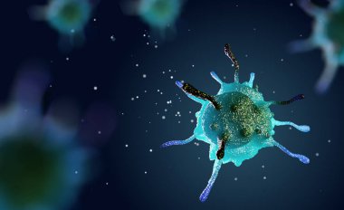 mikroskop altında hücre 3D çizimi